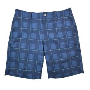 Callaway Golf Shorts Mens 36 Blue Plaid Performance Flat Front Lightweight